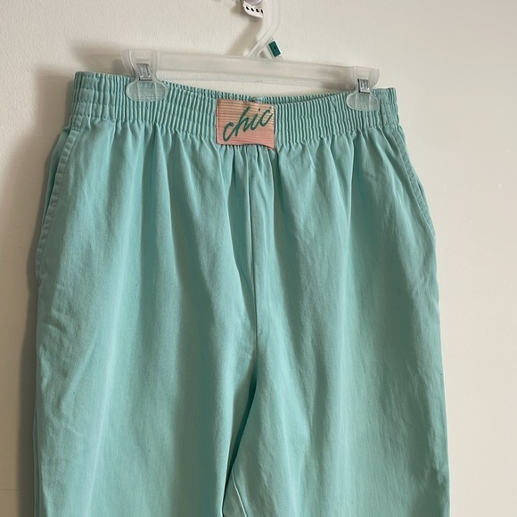 VTG 80s Revival CHIC Pants Med Mint Seafoam Green Jogger Jean - Picture 5 of 13